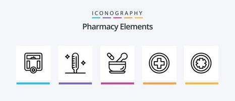pack d'icônes ligne 5 d'éléments de pharmacie, y compris médical. médecine. chariot. pilules. médical. conception d'icônes créatives vecteur