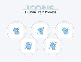 processus du cerveau humain pack d'icônes bleues 5 conception d'icônes. échec. croissance. connecter. esprit. humain vecteur