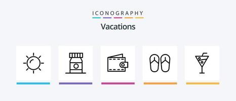 pack d'icônes de la ligne 5 de vacances, y compris la mer. voyage. plage. transport. plage. conception d'icônes créatives vecteur