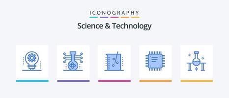 pack d'icônes bleu science et technologie 5, y compris cpu. ébrécher. science. laboratoire. industrie chimique. conception d'icônes créatives vecteur