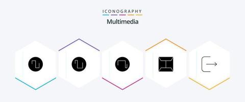 pack d'icônes multimédia de 25 glyphes comprenant. ui. vecteur