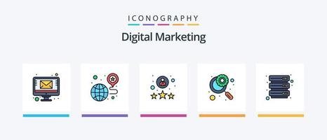 ligne de marketing numérique remplie de 5 packs d'icônes comprenant une récompense. logiciel. verre. logiciel GRC. application. conception d'icônes créatives vecteur