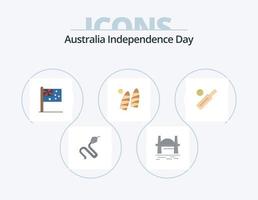 pack d'icônes plat 5 fête de l'indépendance de l'australie. Australie. eau. Sydney. surfant. nation vecteur