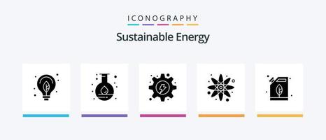 pack d'icônes de glyphe d'énergie durable 5, y compris électrique. science. électrique. énergie. engrenage. conception d'icônes créatives vecteur