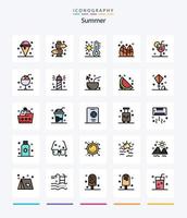 pack d'icônes rempli de 25 lignes d'été créatif tel que l'été. conseil. été. temps. été vecteur