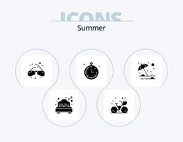 pack d'icônes de glyphe d'été 5 conception d'icônes. parapluie. protection. lunettes. plage. emplacement vecteur