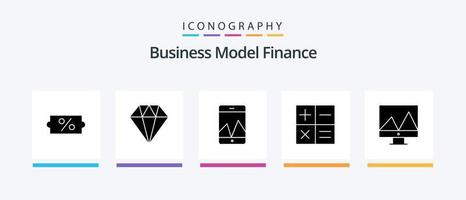 pack d'icônes de glyphe de finances 5 comprenant. téléphone intelligent. graphique. analytique. conception d'icônes créatives vecteur