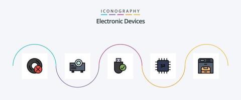 ligne d'appareils remplie de 5 icônes plates, y compris le matériel. dispositifs. des ordinateurs. des ordinateurs. bâton vecteur