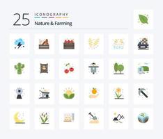 nature et agriculture pack de 25 icônes de couleur plate, y compris l'agriculture. agriculture. pommes. céréales. agriculture vecteur