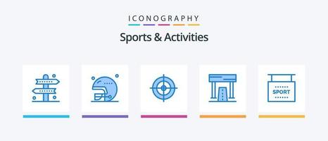 pack d'icônes bleu 5 sports et activités comprenant des informations. jeu. des sports. finir. activités. conception d'icônes créatives vecteur