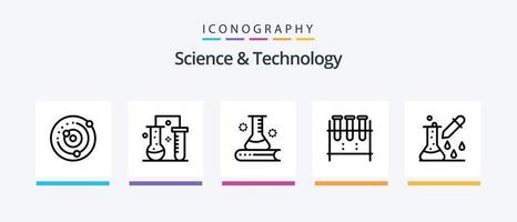 pack d'icônes de la ligne 5 de la science et de la technologie, y compris l'ingénierie. sciences appliquées. gestion des travaux. test. chimie. conception d'icônes créatives vecteur
