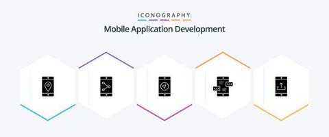 développement d'applications mobiles pack d'icônes de 25 glyphes, y compris mobile. mobile. application. div. développement d'applications vecteur