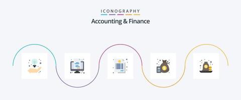 pack d'icônes plat 5 comptabilité et finance, y compris hypothèque. argent. accord. gestion. comptabilité vecteur