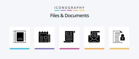 fichiers et documents pack d'icônes glyphe 5, y compris e-mail. adresse. journal. papier. déposer. conception d'icônes créatives vecteur