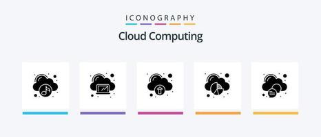 pack d'icônes cloud computing glyphe 5 comprenant le cloud. données. technologie. nuage. analytique. conception d'icônes créatives vecteur