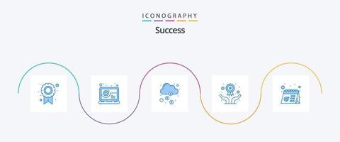 succès pack d'icônes bleues 5, y compris le calendrier. qualité. nuage. médaille. monnaie vecteur