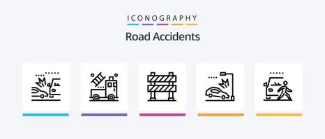 pack d'icônes de la ligne 5 des accidents de la route, y compris la voiture. gare. accident. intégration routière. bus. conception d'icônes créatives vecteur