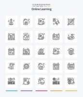 pack d'icônes de 25 contours d'apprentissage en ligne créatif tel que des applications. apprendre. livre. parlé. littérature vecteur