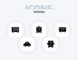 pack d'icônes de glyphe de véhicules 5 conception d'icônes. wagon. bande-annonce. decker. caravane. tramway vecteur