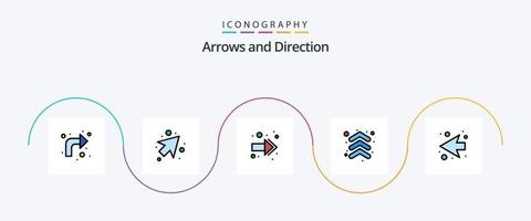 ligne de flèche remplie de pack d'icônes plat 5 comprenant. suivant. dos. flèche. en haut vecteur