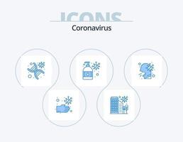 pack d'icônes bleu coronavirus 5 conception d'icônes. soins de santé. protection contre le virus. ADN. Crème hydratante. lavage des mains vecteur