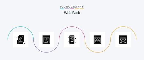 pack web pack d'icônes glyphe 5 incluant la sécurité web. navigateur protégé. la toile. verrouillage des pages. utilisateur vecteur