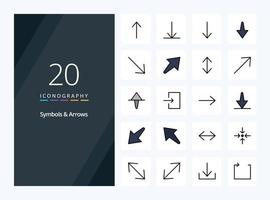 Icône remplie de 20 symboles flèches pour la présentation vecteur