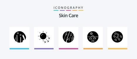 pack d'icônes skin glyph 5 comprenant des graines. soins de la peau. pellicules capillaires. peau. dermatologie. conception d'icônes créatives vecteur