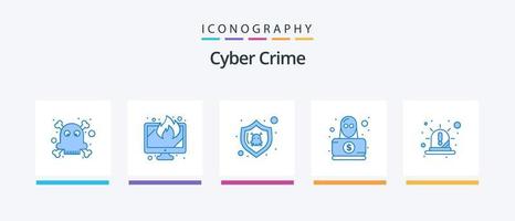 pack d'icônes bleu cyber crime 5, y compris la lumière. alerte. protéger. vol. pirate. conception d'icônes créatives vecteur