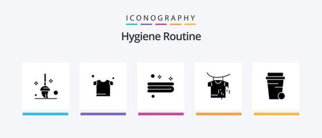 pack d'icônes de glyphe de routine d'hygiène 5 comprenant. serviette. nettoyage. verre. conception d'icônes créatives vecteur