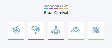 pack d'icônes bleu carnaval brésilien 5 comprenant. mardi Gras. . conception d'icônes créatives vecteur