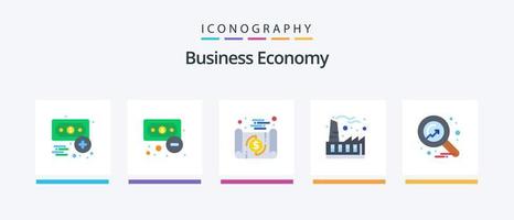 pack d'icônes plat 5 économie, y compris l'économie. industriel. bancaire. usine. voyage. conception d'icônes créatives vecteur