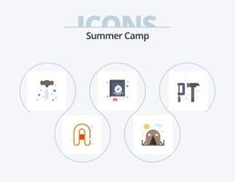 pack d'icônes plates de camp d'été 5 conception d'icônes. marteau. ingénieur. outils électroportatifs. construction. camping vecteur