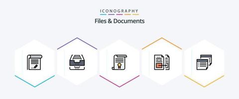 fichiers et documents 25 pack d'icônes fillline, y compris le document. compte. document. éducation. diplôme vecteur