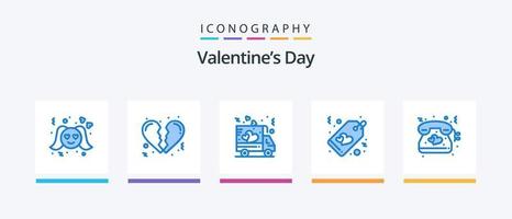 pack d'icônes bleu saint valentin 5 comprenant le téléphone. cœur. aimer. étiqueter. aimer. conception d'icônes créatives vecteur