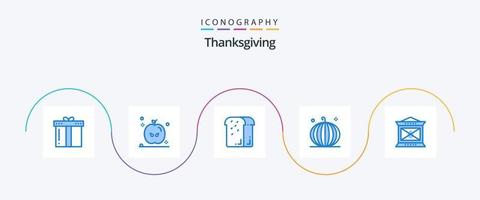 pack d'icônes bleu thanksgiving 5 incluant thanksgiving. automne. pain. culture. miche de pain vecteur
