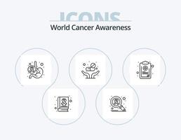 pack d'icônes de ligne de sensibilisation au cancer du monde 5 conception d'icônes. maladie du cerveau. médical. infecter. liste. graphique vecteur