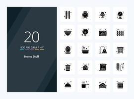 20 icône de glyphe solide de trucs à la maison pour la présentation vecteur