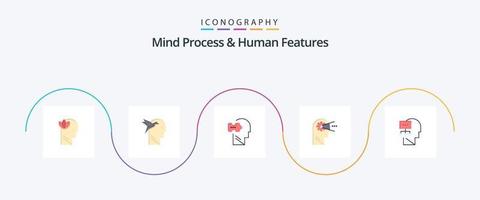 processus mental et caractéristiques humaines pack plat de 5 icônes, y compris la théorie. diriger. logique. esprit. cognitif vecteur