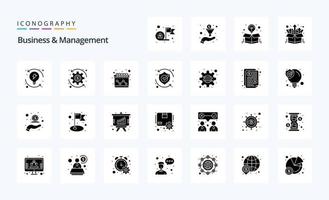 25 pack d'icônes de glyphe solide d'affaires et de gestion vecteur