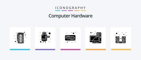 pack d'icônes glyphe 5 de matériel informatique, y compris haut-parleur. matériel. disque dur. ordinateur. matériel. conception d'icônes créatives vecteur