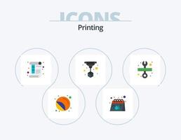 conception d'icônes pack 5 d'icônes plates d'impression. technologie. impression 3D. imprimer. règle. papier vecteur