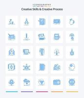 compétences créatives créatives et processus créatif pack de 25 icônes bleues telles que les yeux. connaissance. boussole. géométrie. conception vecteur