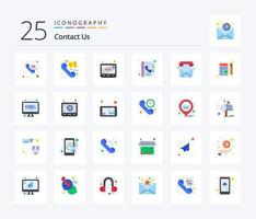 contactez-nous pack d'icônes de 25 couleurs plates, y compris le téléphone. Contacts. erreur. appel. livre vecteur