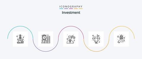 pack d'icônes de la ligne d'investissement 5, y compris la protection. investissement. argent. gemme. argent vecteur