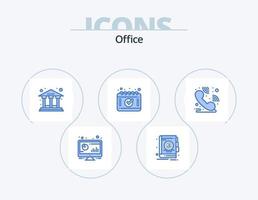 pack d'icônes bleues de bureau 5 conception d'icônes. hotline. centre d'appel. banque. calendrier. rendez-vous vecteur
