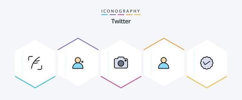 pack d'icônes twitter 25 fillline, y compris social. médias. image. discuter. crinière vecteur