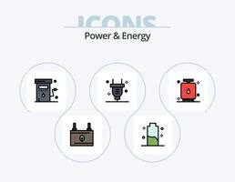 pack d'icônes remplies de ligne de puissance et d'énergie 5 conception d'icônes. électricité. batterie. énergie. accumulateur. énergie vecteur