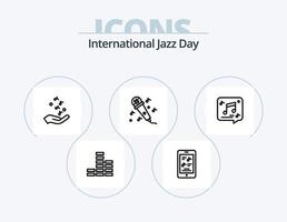 pack d'icônes de la ligne de la journée internationale du jazz 5 conception d'icônes. collection. piano. faire la fête. musique. musique vecteur