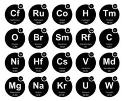 20 tableau préodique de la conception du pack d'icônes d'éléments vecteur